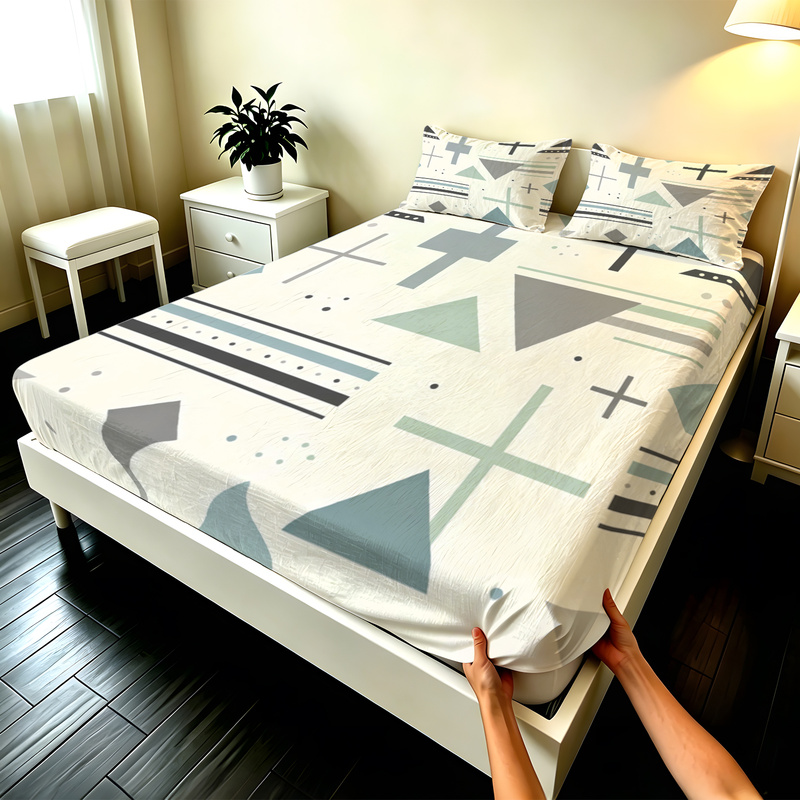 Fitted Sheet Deep - 3Pcs Microfiber Fitted Sheet Set,Deep Pocket,Multi-Sizes,Durable,Abstract