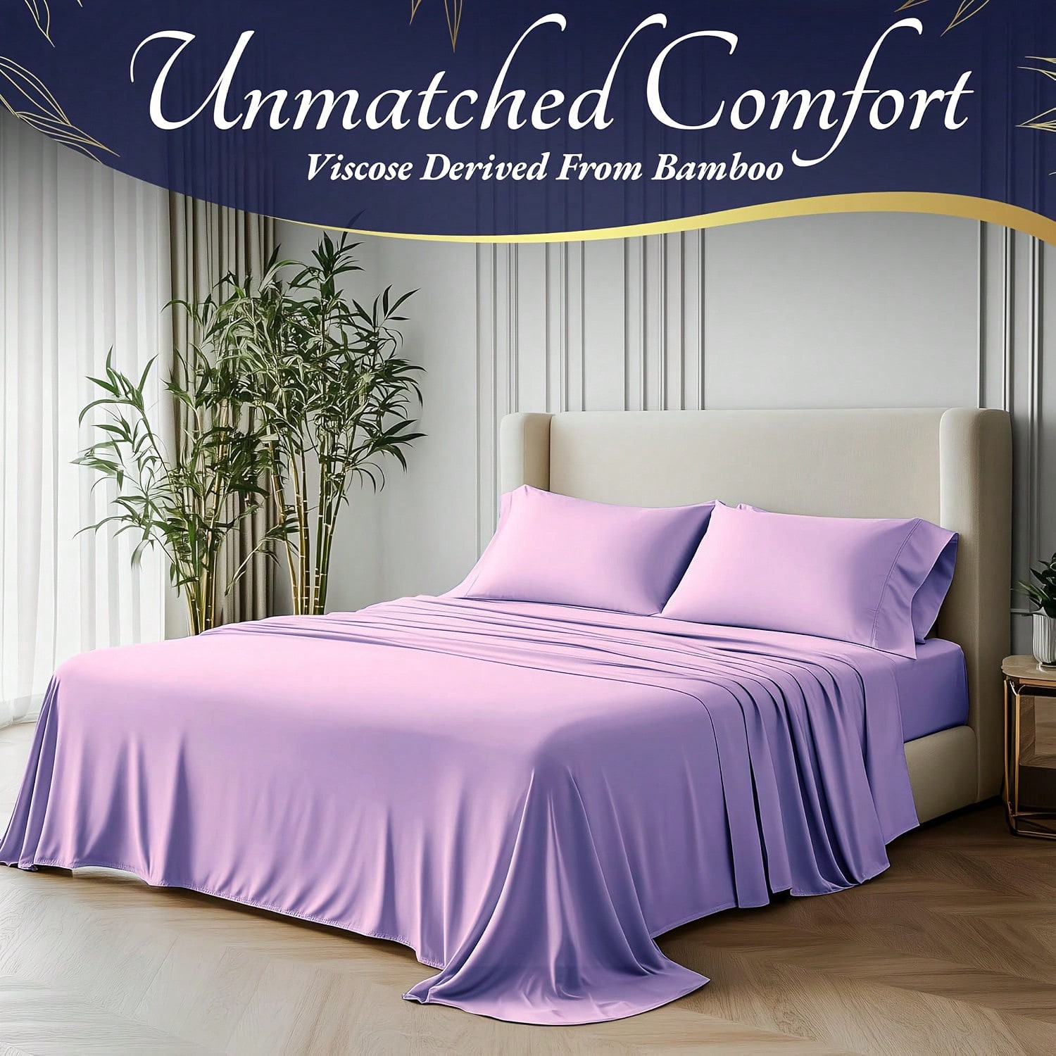4pcs Bamboo Cooling Bedding -  - огляд і ціна Fitted Sheet Deep